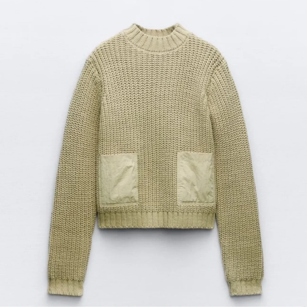 Zara Olive Green Crew Neck Sweater - Picture 2 of 13